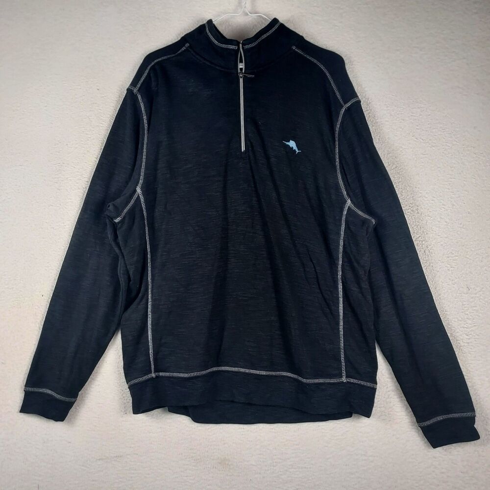 Tommy Bahama Quarter Zip Pullover Mens XL Blue Lightweight Sweatshirt
